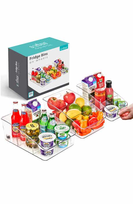 Set of 3 Rolling Fridge Bins