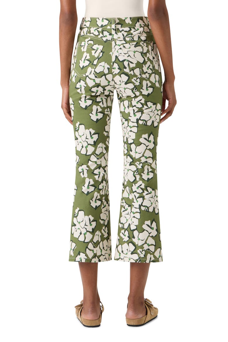 Papercut Flowers Crop Straight Leg Jeans, Alternate, color, GREEN TEA-CREAM-OLIVE