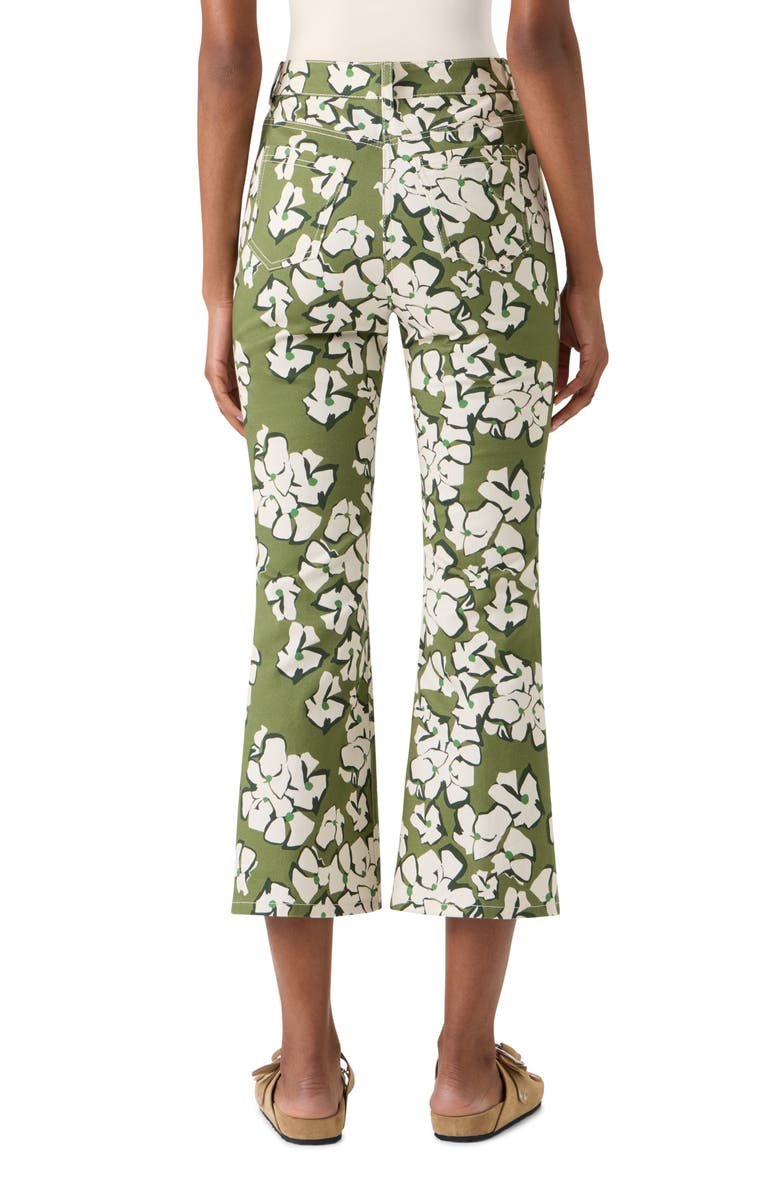 Akris punto Papercut Flowers Crop Straight Leg Jeans, Alternate, color, Green Tea-Cream-Olive