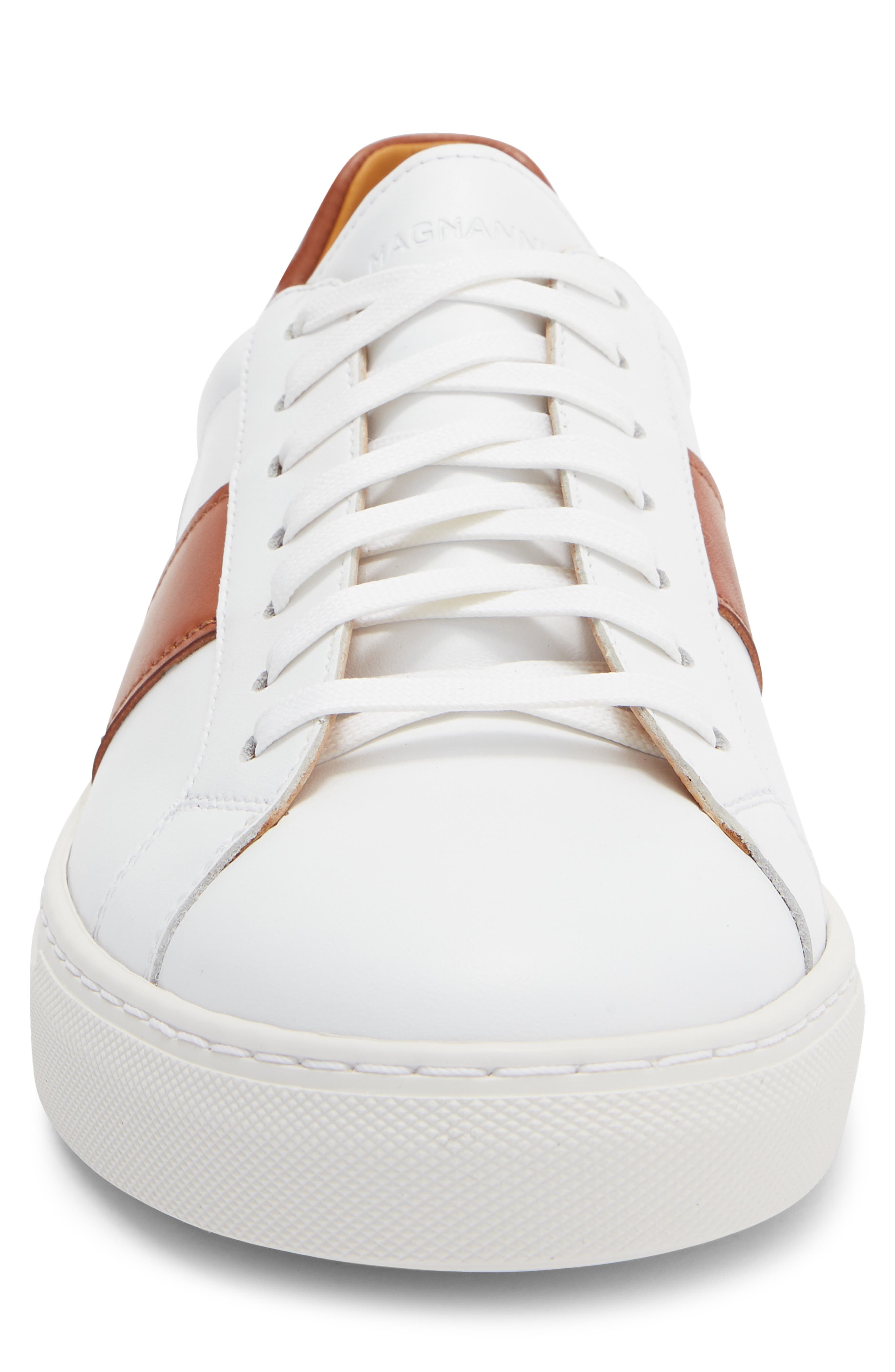 Magnanni Ashley Stripe Sneaker, Alternate, color, White / Cognac