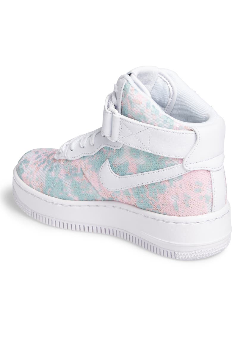Nike Air Force 1 Upstep Hi LX Sequined High Top Sneaker, Alternate, color,