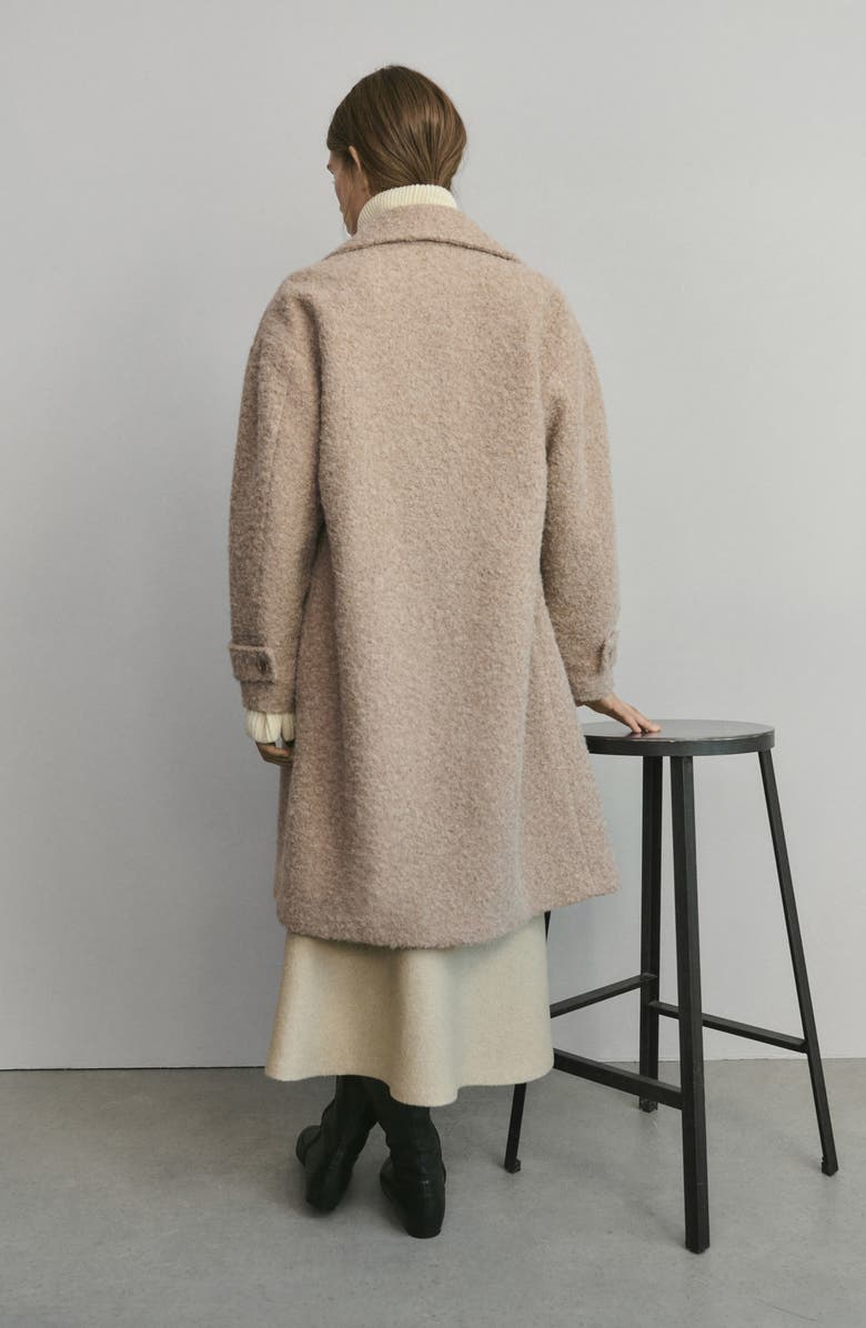 MANGO Lapels Bouclé Coat, Alternate, color, Beige