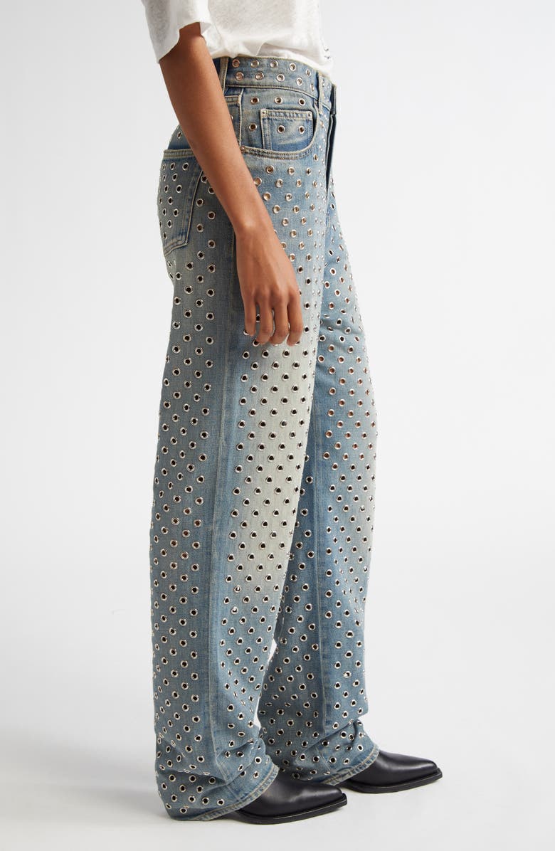 Golden Goose Allover Eyelet Jeans, Alternate, color, Blue