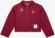 Mitchell & Ness Women's Mitchell & Ness Burgundy Philadelphia Phillies Script Mechanic Cropped Full-Zip Jacket