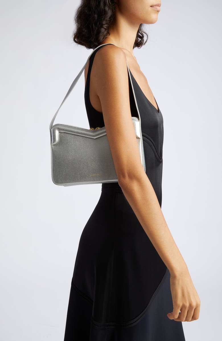 Mansur Gavriel M Frame Metallic Leather Baguette Shoulder Bag, Alternate, color,