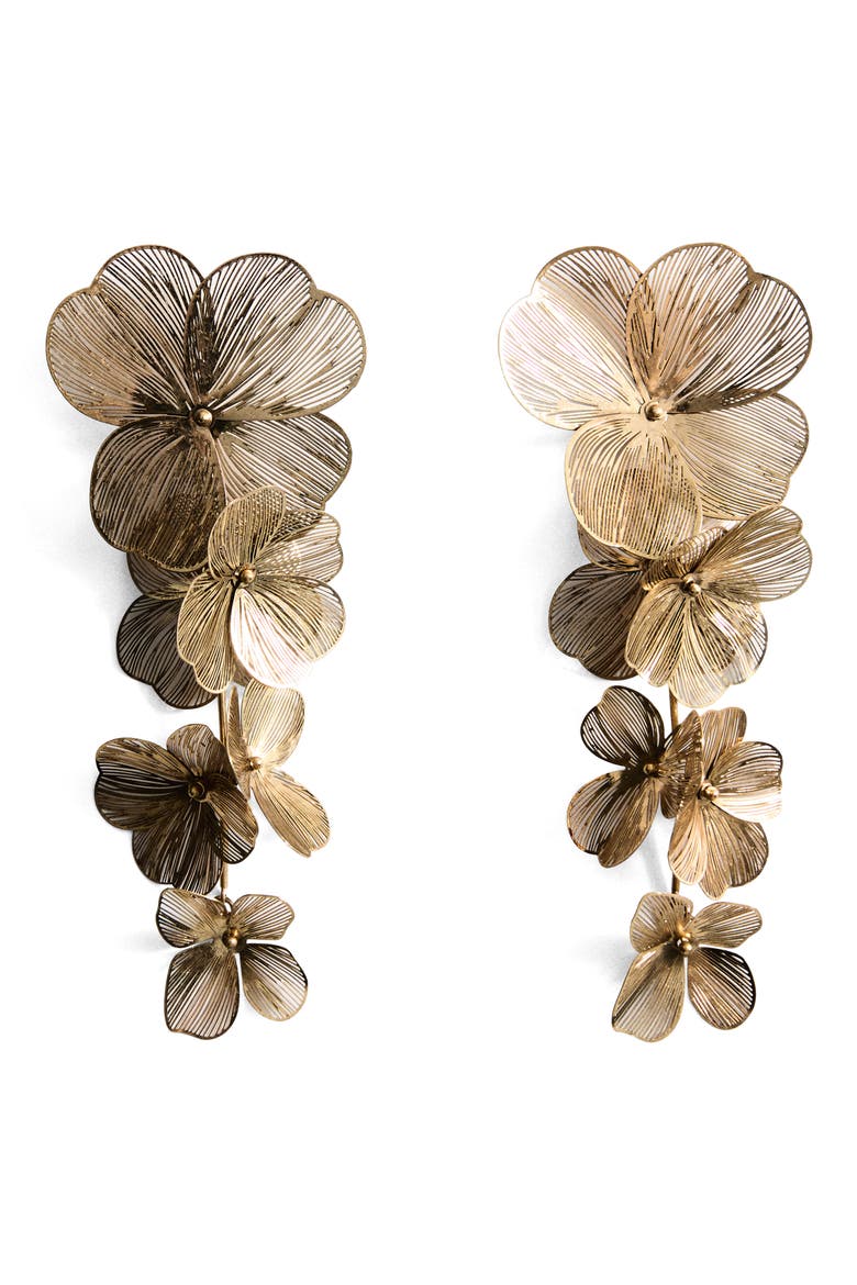 Hanging Floral Earrings, Main, color, GOLD