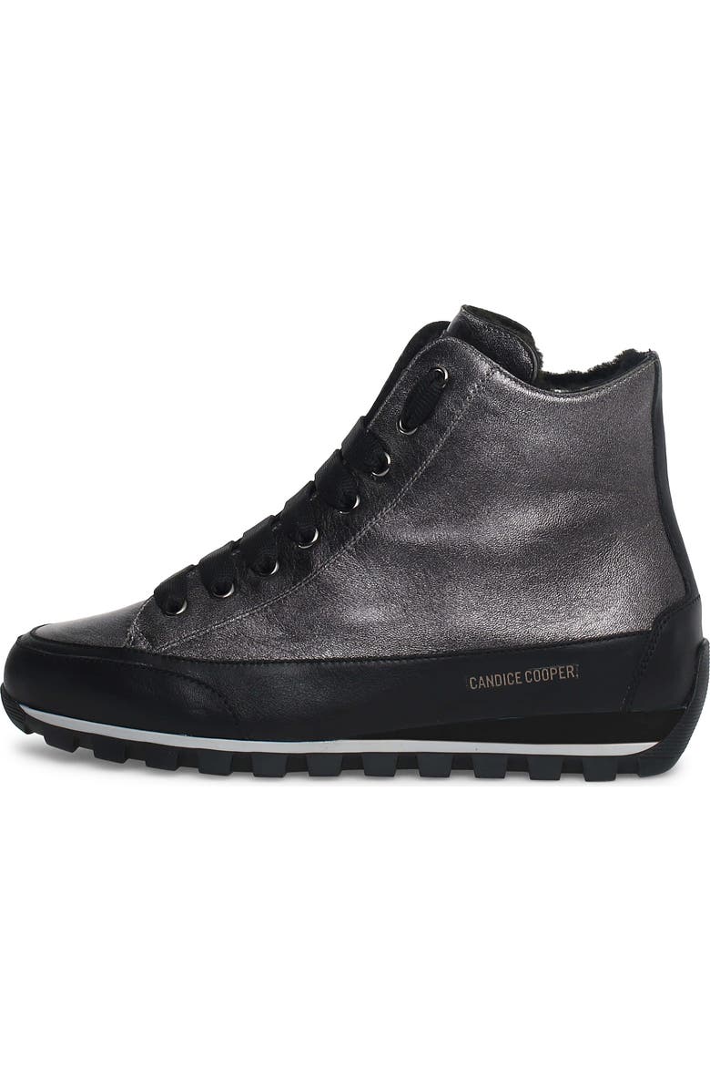 Candice Cooper Janis Genuine Shearling Sneaker, Main, color, Metallic Black
