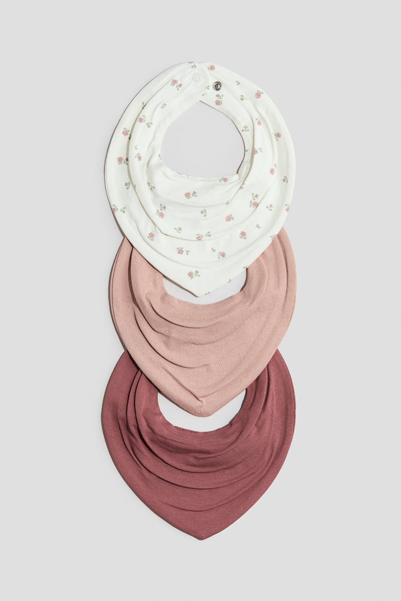 3-pack Cotton Bandana Bibs, Main, color, Dusty pink/floral