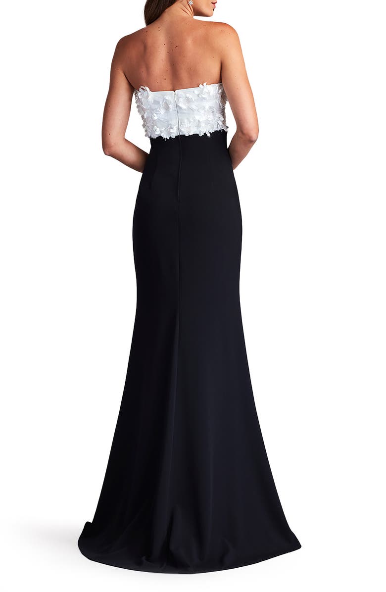 Tadashi Shoji Floral Appliqué Strapless Gown, Alternate, color, 