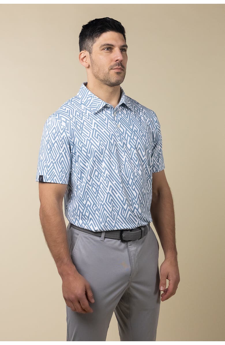 ASHWORTH GOLF Abstract Geo Polo, Alternate, color, Denim