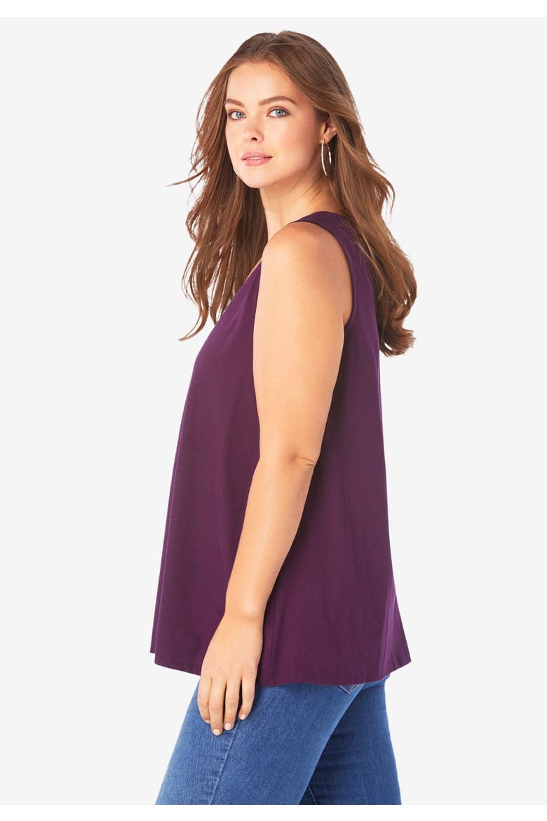 Plus Size Cotton Ultimate Swing Tank Top, Alternate, color, NAVY