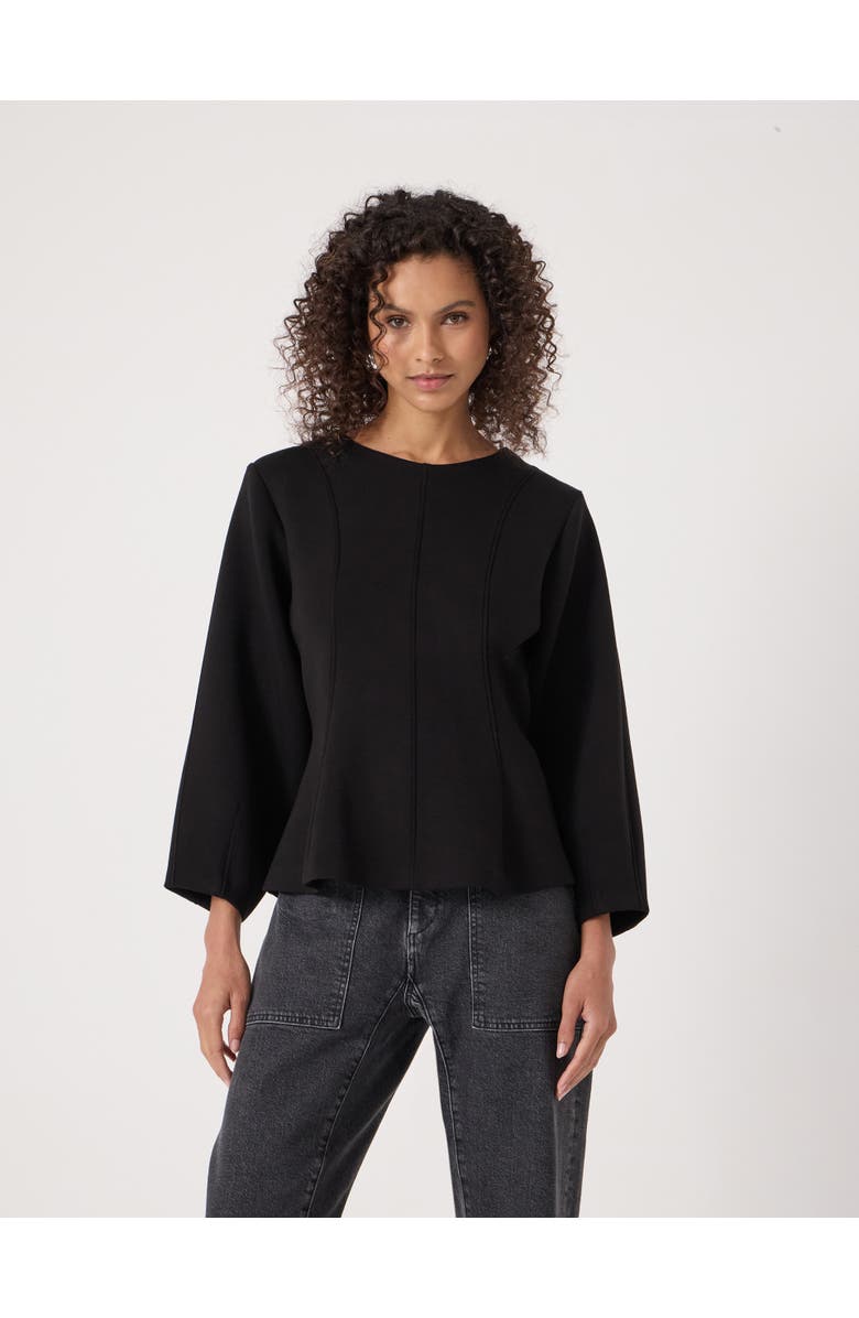 Hush Seam Detail Smart Jersey Top, Main, color, Black