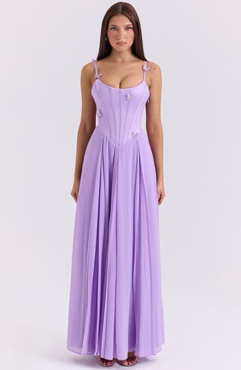 Pascha Butterfly Appliqué Corset Maxi Dress