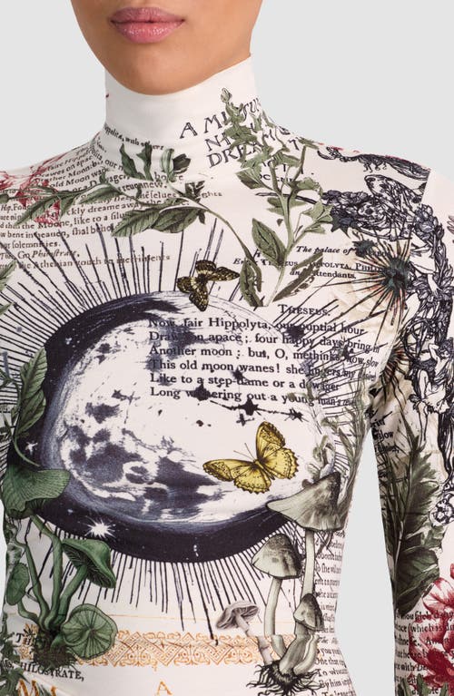 Alice And Olivia Graphic-print Turtleneck Top In White