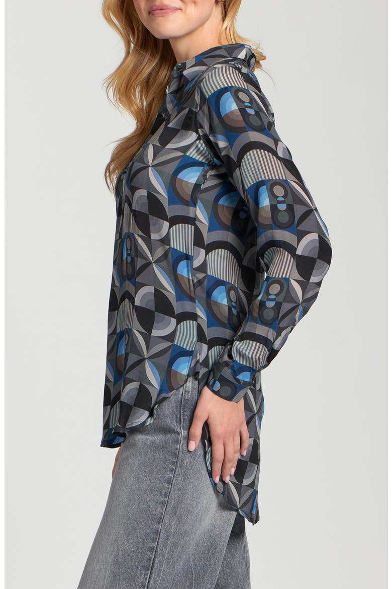 Ikat Print Tunic Top, Alternate, color, GREY/ MOCHA MULTI