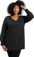 June + Vie V-Neck French Terry Sweatshirt