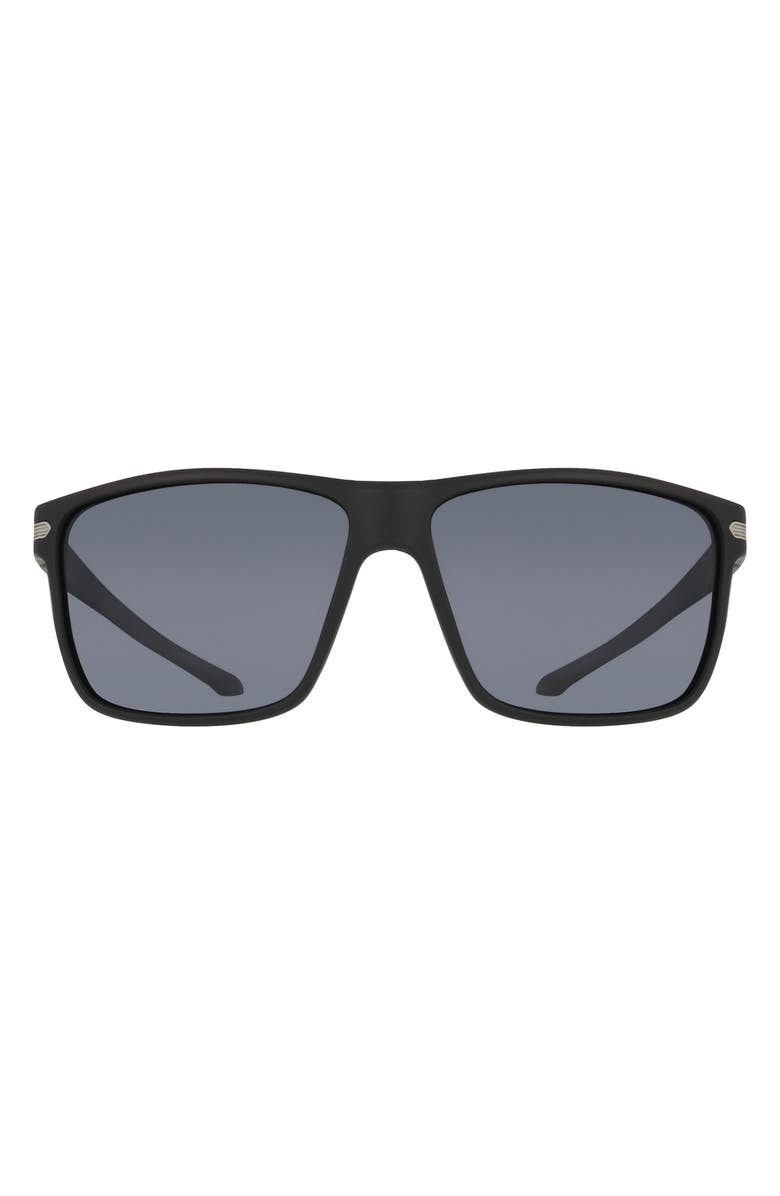 Cole Haan 62mm Rectangle Polarized Sunglasses, Main, color, Black