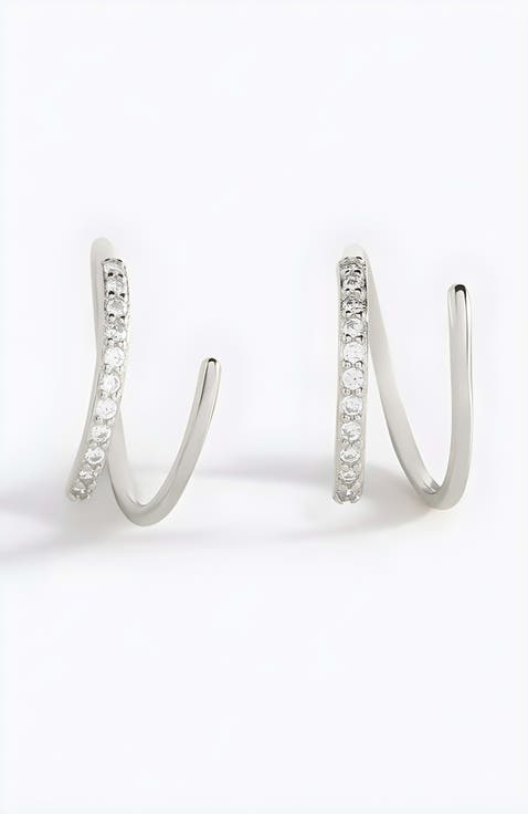 Double Loop Huggie Hoop Earrings