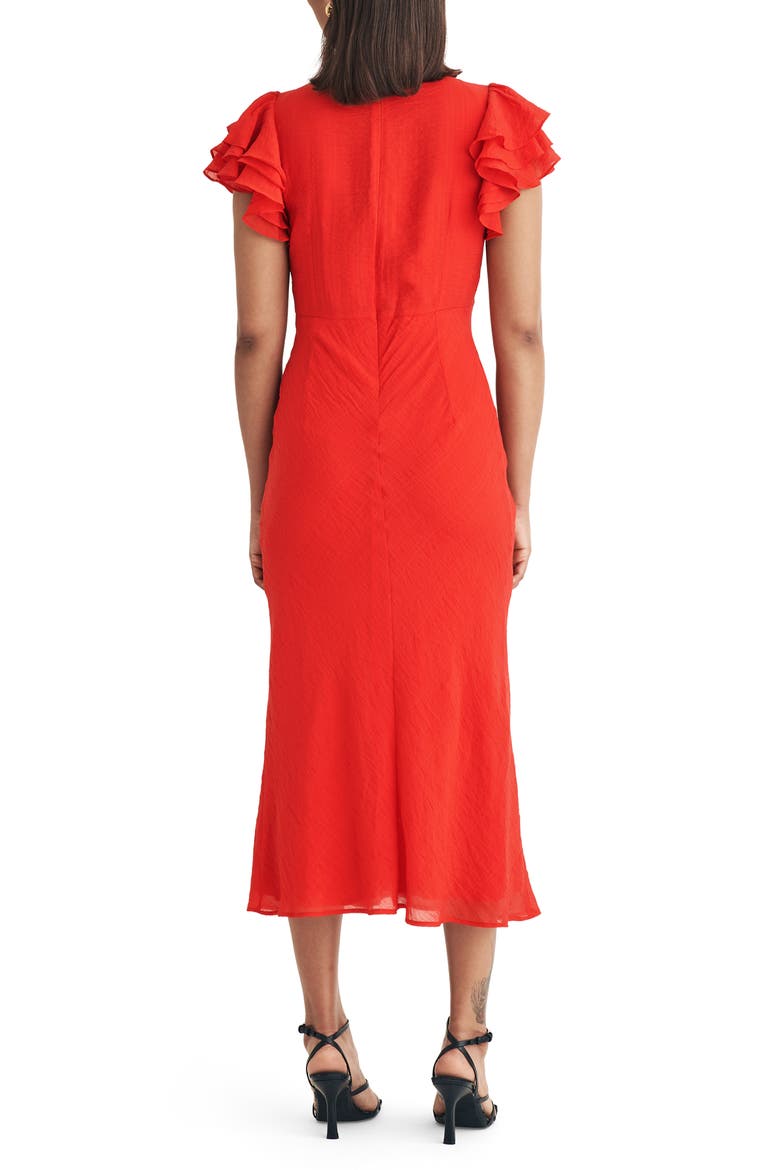 Layla Flutter Sleeve Midi Dress, Alternate, color, RED