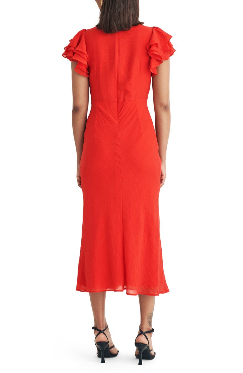 Nobody's Child Layla Flutter Sleeve Midi Dress, Alternate, color, Red