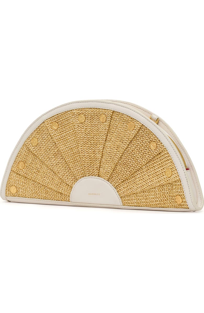 HAMMITT Shelley Clutch, Alternate, color, Calla Lily White Raffia/ Gold