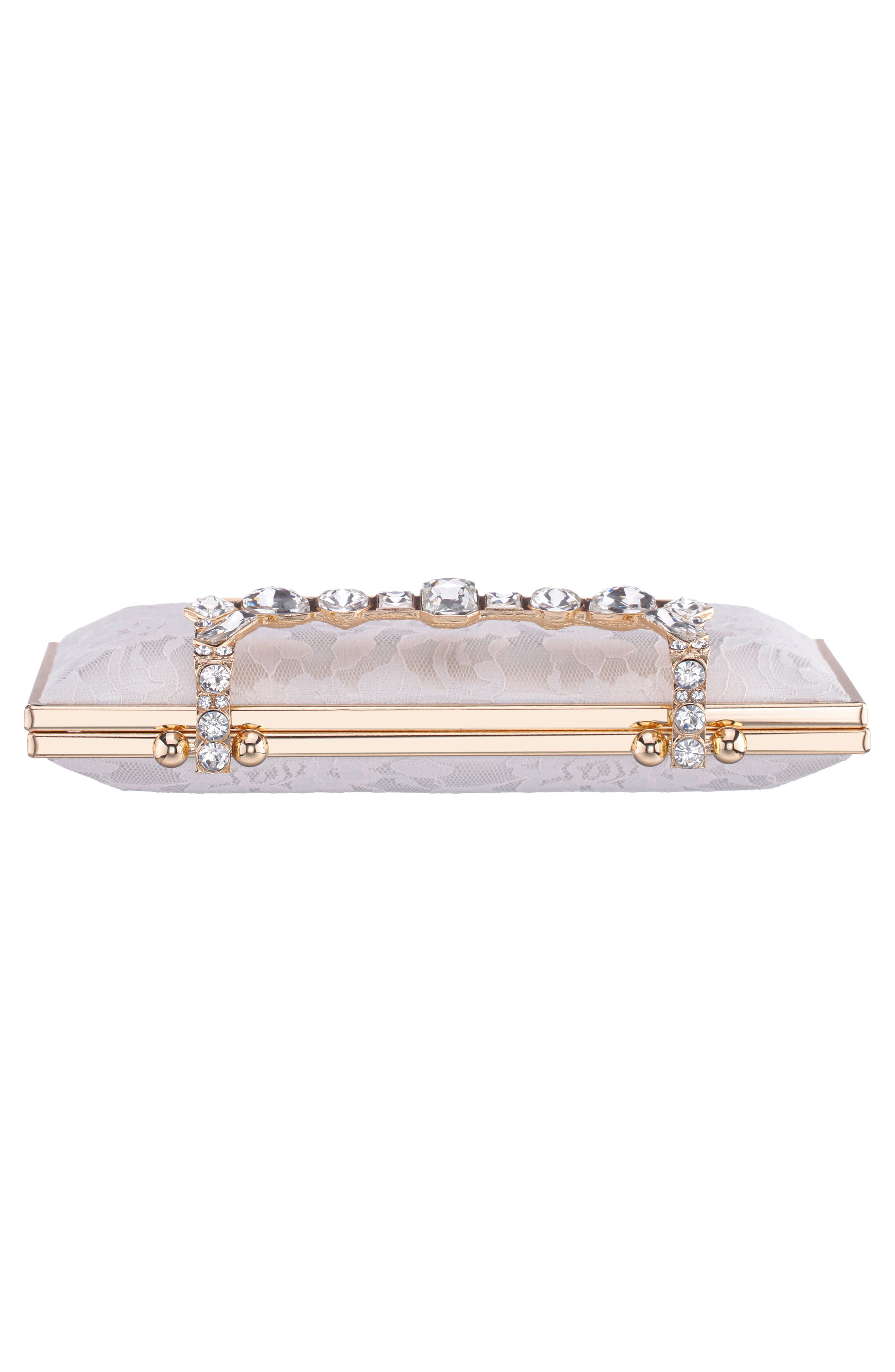 Boujee Crystal Lace Clutch, Alternate, color, IVORY
