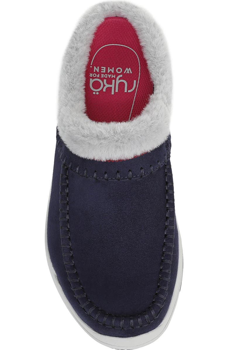 Rykä Arrow Faux Fur Trim Mule, Alternate, color, Academy Blue