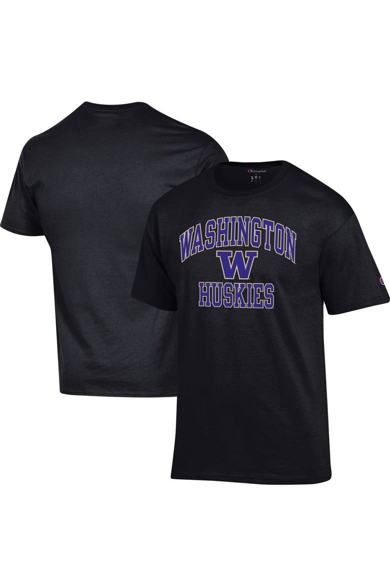 Men's Champion Black Washington Huskies High Motor T-Shirt, Main, color, Black
