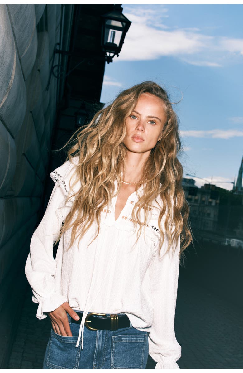 H&M Textured Jersey Blouse, Alternate, color, Cream