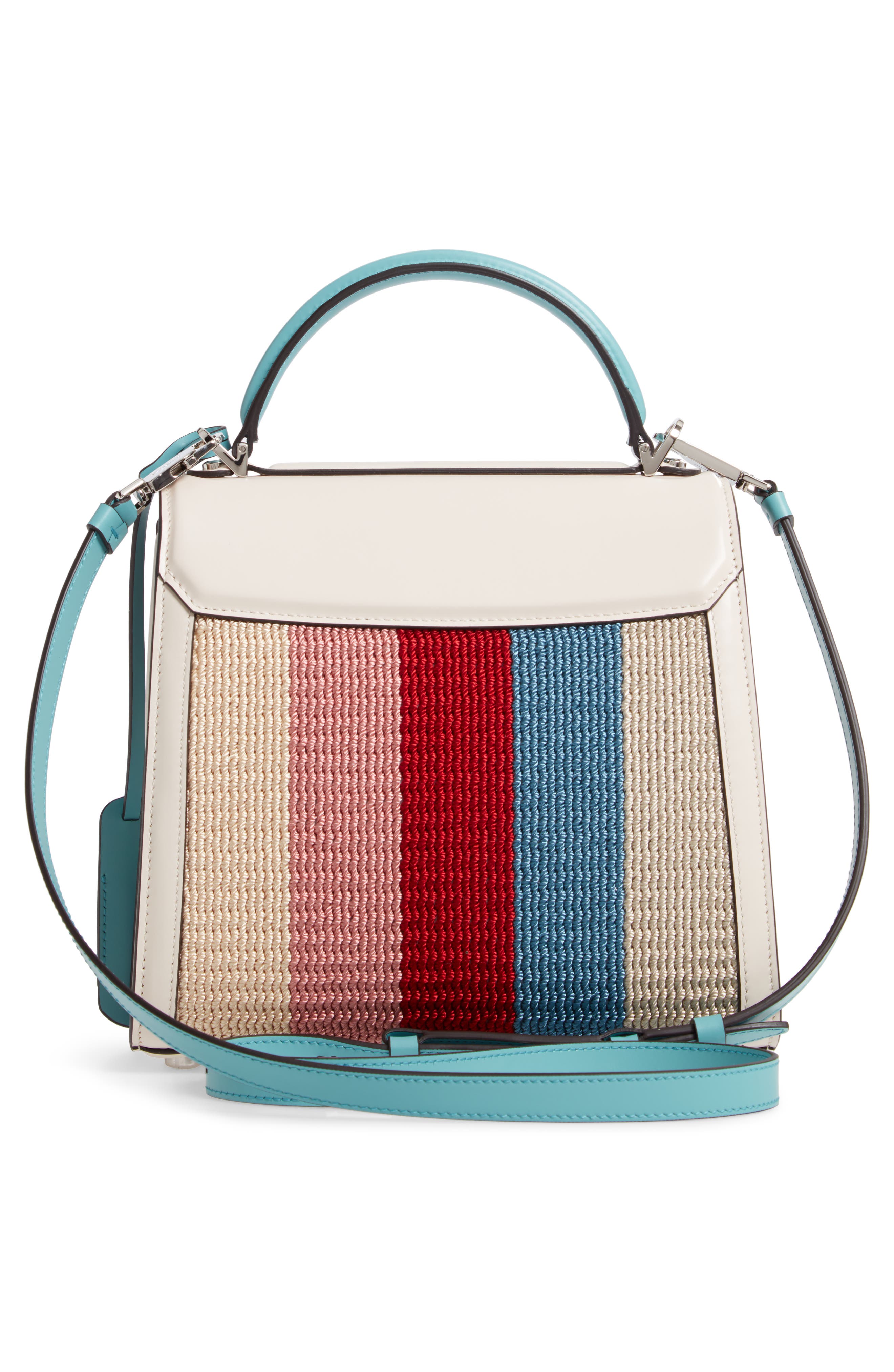 FERRAGAMO Salvatore Ferragamo Medium Boxyz Leather & Knit Satchel, Alternate, color, 