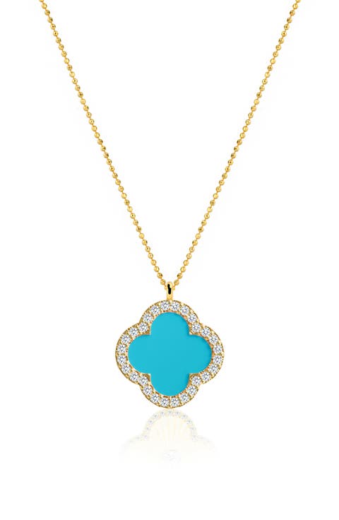 CZ Pavé Clover Pendant Necklace