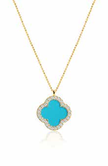 GABI RIELLE CZ Pavé Clover Pendant Necklace