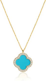 GABI RIELLE CZ Pavé Clover Pendant Necklace