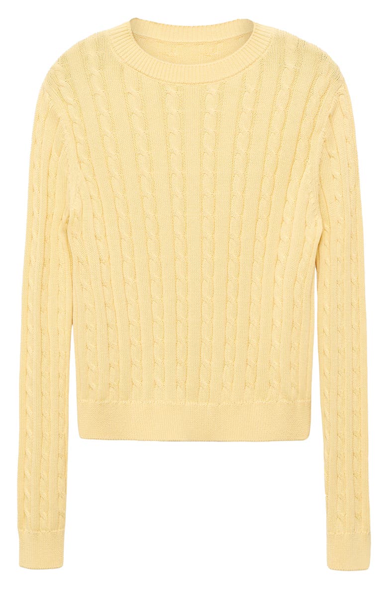 MANGO Cable Knit Cotton Sweater, Alternate, color, Pastel Yellow
