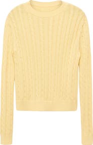 MANGO Cable Knit Cotton Sweater