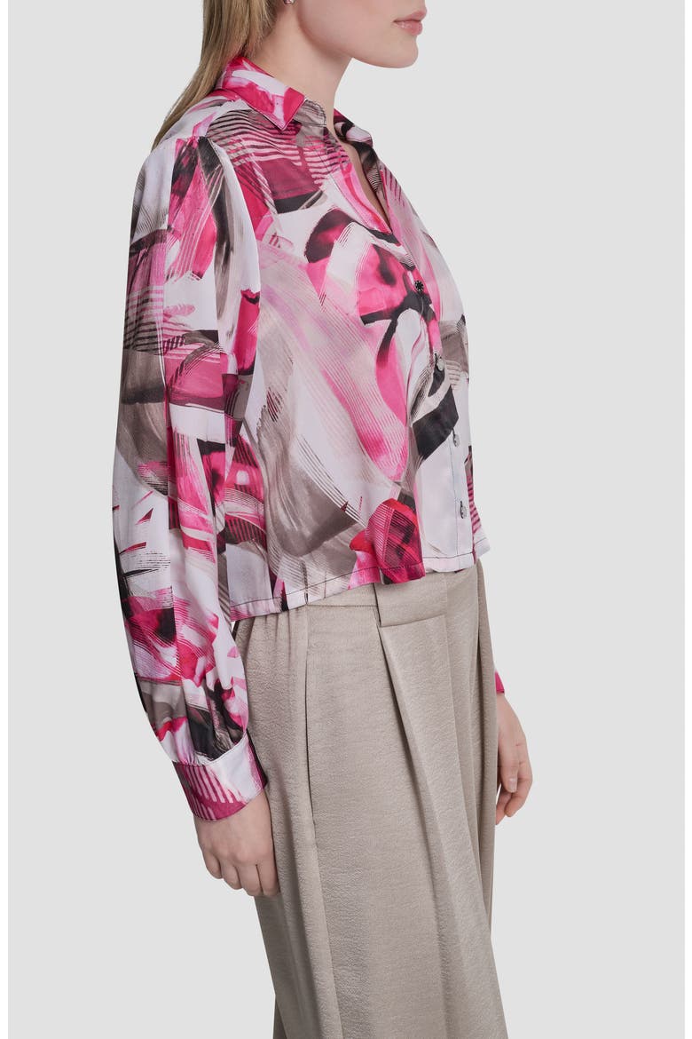 Satin Button-Up Shirt, Alternate, color, SPRING WISPS