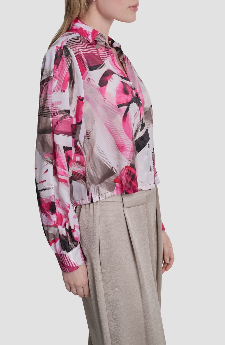 DKNY Satin Button-Up Shirt, Alternate, color, Spring Wisps