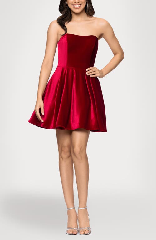 Blondie Nites Bow Back Strapless Velvet Cocktail Minidress in Red  product
