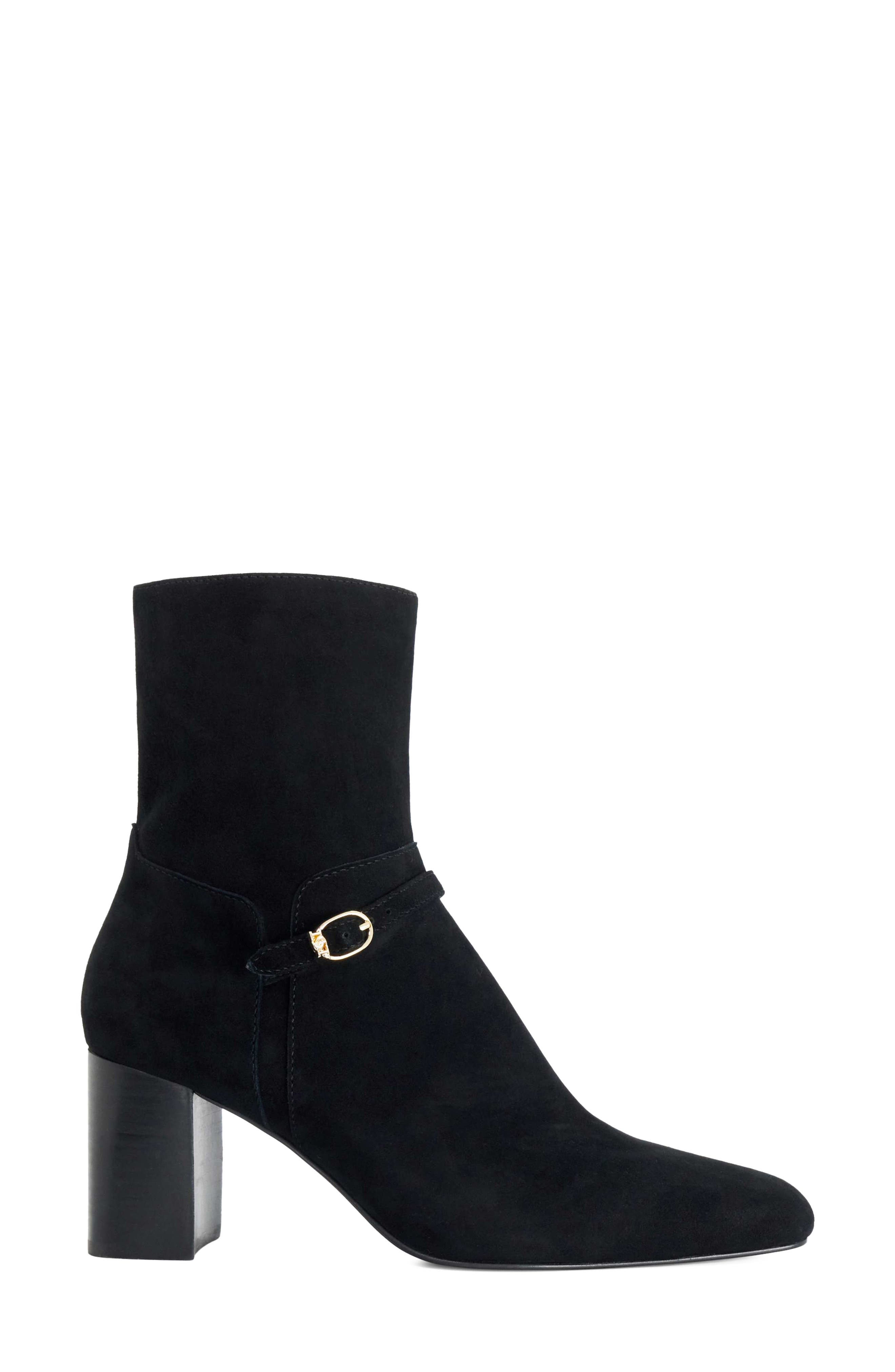 Ollen Leather Bootie, Alternate, color, BLACK