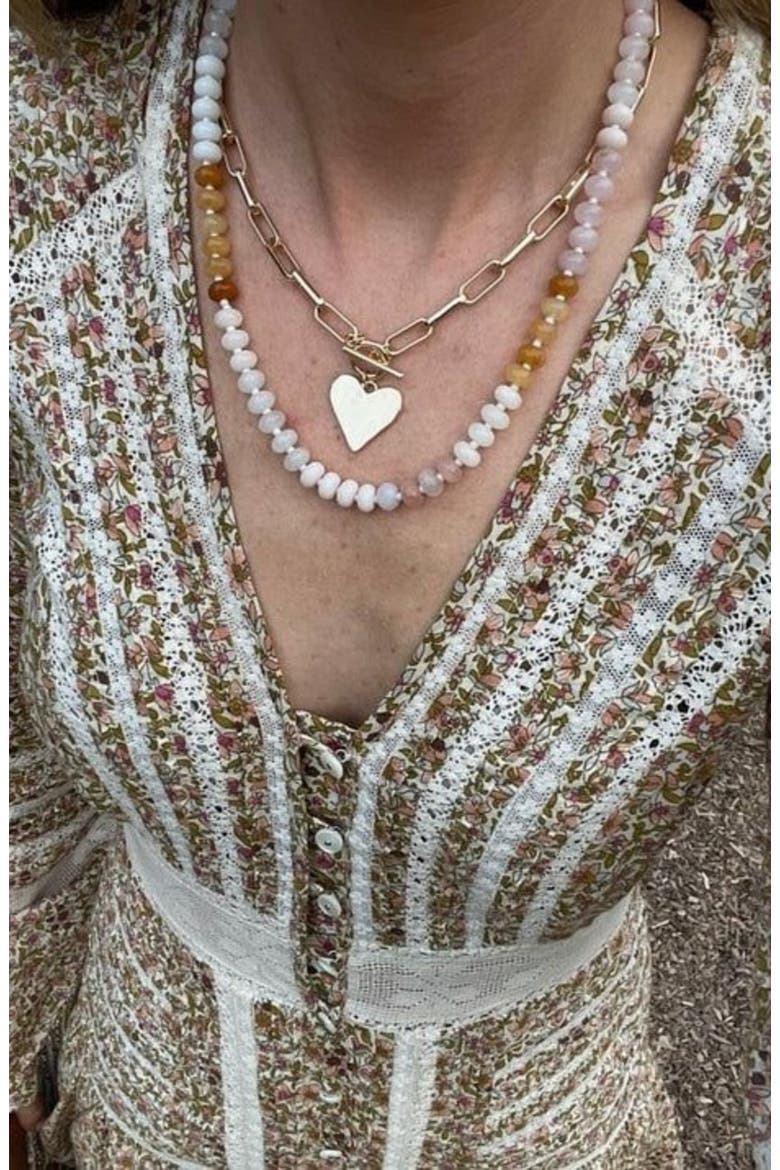 Chai Gemstone Necklace, Alternate, color, Beige