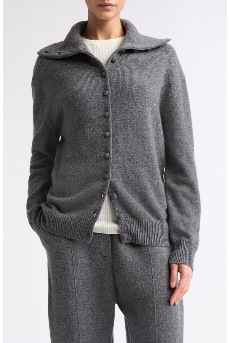 Denie Cashmere Turtleneck Cardigan, Main, color, GRAPHITE
