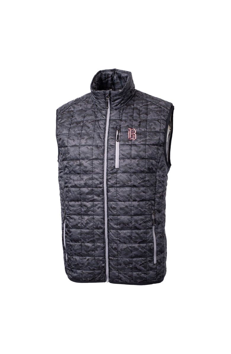 Cutter & Buck Men's Cutter & Buck Black Birmingham Barons Rainier PrimaLoft Eco Insulated Full-Zip Printed Puffer Vest, Alternate, color, 