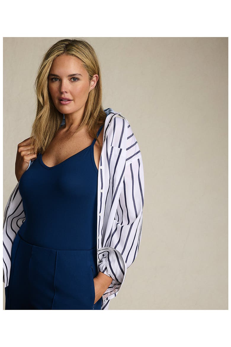 Plus Size Cooling V-neck Camisole, Alternate, color, Deep Sea Navy
