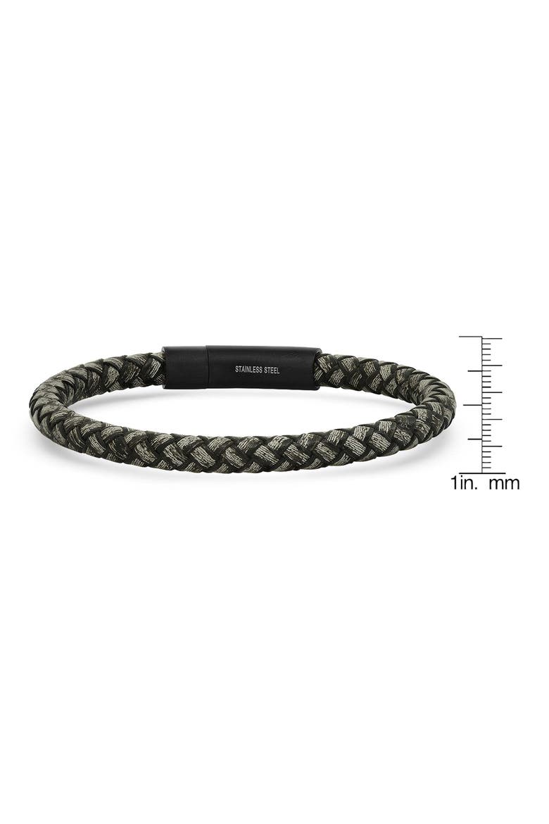 Men's Braided Leather Bracelet, Alternate, color, BLACK/ GRAY
