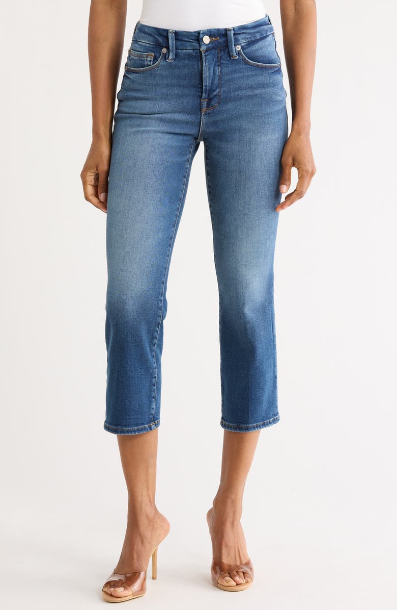 Good American Good Crop Straight Compression Jeans, Main, color, 