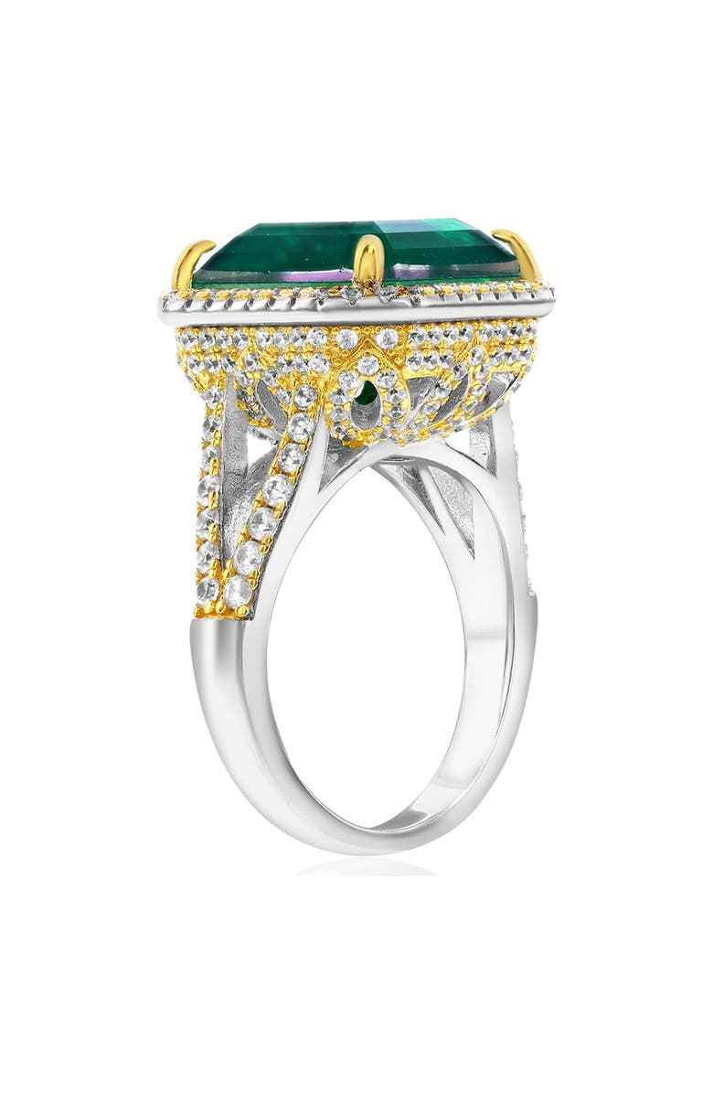 SUZY LEVIAN Gala Cubic Zirconia Halo Engagement Ring, Alternate, color, Green