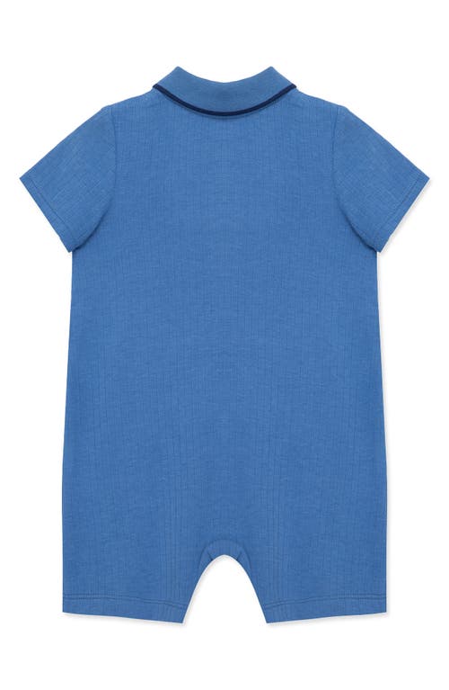 Shop Little Me Rib Polo Romper In Blue
