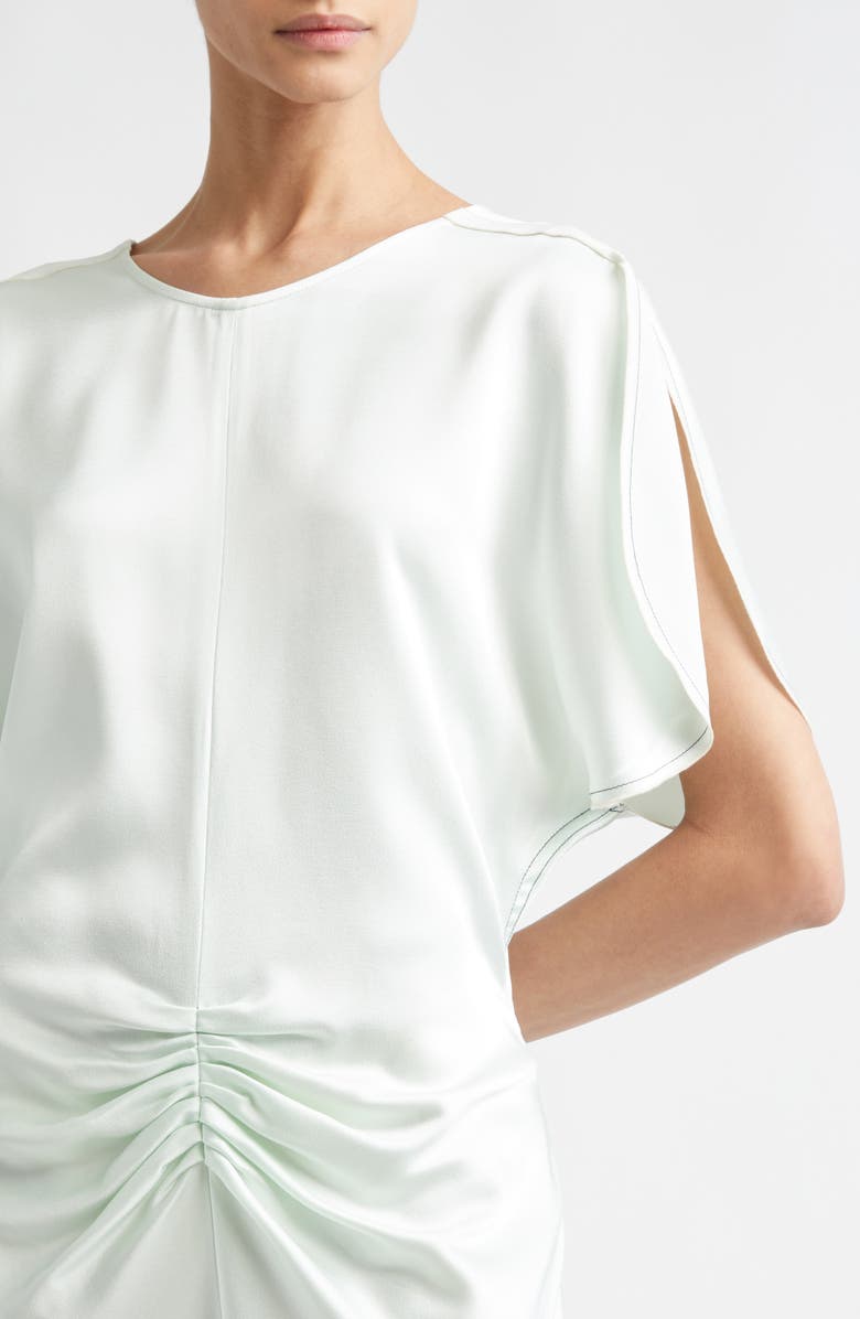 Victoria Beckham Ruched Waist Crepe Back Satin Minidress, Alternate, color, Aloe