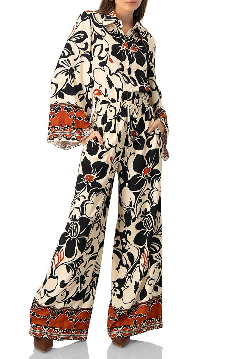 Floral Wide Leg Trousers, Alternate, color, Multicolor