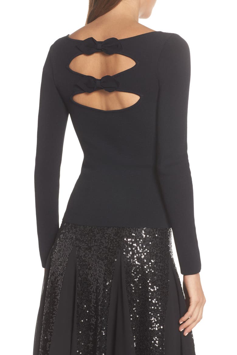 Bow Back Sweater, Alternate, color, BLACK